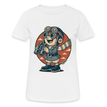 Aviator Scout mit Fernglas - Frauen T-Shirt atmungsaktiv - Weiß - Vorne - AI Model Female 172 dark (172cm)