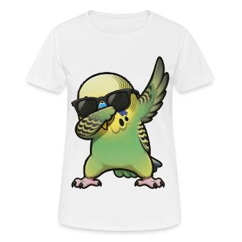 Dabbing Wellensittich gruen - Frauen T-Shirt atmungsaktiv - Weiß - Vorne - AI Model Female 172 dark (172cm)