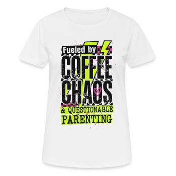 T-shirt Coffee Chaos Mom – T-shirt drôle de parentalité - T-shirt respirant Femme - blanc - Devant - AI Model Female 172 dark (172cm)