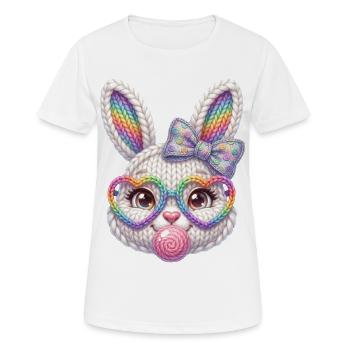 Easter Bunny Bubble Heart Glasses Rainbow - Women's Breathable T-Shirt - white - Front - AI Model Female 172 dark (172cm)