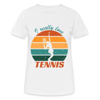 Ich liebe Tennis Sunset wirklich - Frauen T-Shirt atmungsaktiv - Weiß - Vorne - AI Model Female 172 dark (172cm)