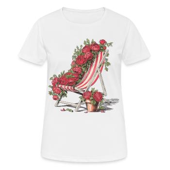 Chaise longue vintage avec une chemise fleurie - T-shirt respirant Femme - blanc - Devant - AI Model Female 172 dark (172cm)