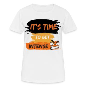 Es ist Zeit, intensives T-Shirt-Design zu entwickeln. - Frauen T-Shirt atmungsaktiv - Weiß - Vorne - AI Model Female 172 dark (172cm)
