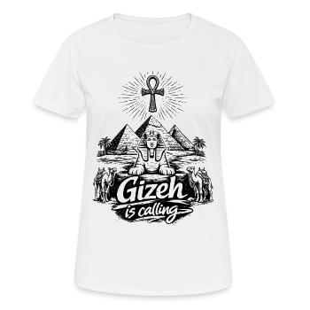 Gizeh appelle le voyage des pyramides d’Égypte - T-shirt respirant Femme - blanc - Devant - AI Model Female 172 dark (172cm)