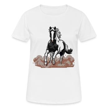 Horse Pie Gallop Gesicht Staub Reitsport - Frauen T-Shirt atmungsaktiv - Weiß - Vorne - AI Model Female 172 dark (172cm)