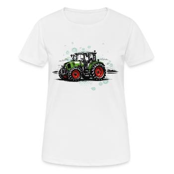 Vintage Traktor – Halftone Trekker Geschenk - Frauen T-Shirt atmungsaktiv - Weiß - Vorne - AI Model Female 172 dark (172cm)