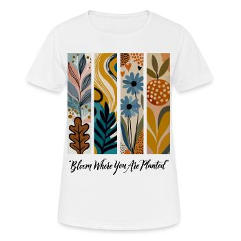 Blühende Botanische Panel-Collage - Frauen T-Shirt atmungsaktiv - Weiß - Vorne - AI Model Female 172 dark (172cm)