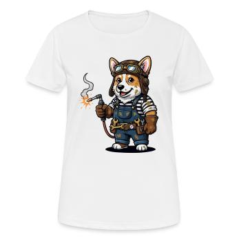 Corgi Soudeur Steampunk Mécanicien Industriel - T-shirt respirant Femme - blanc - Devant - AI Model Female 172 dark (172cm)