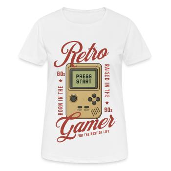 Retro Gamer 80er 90er Gaming Nostalgie - Frauen T-Shirt atmungsaktiv - Weiß - Vorne - AI Model Female 172 dark (172cm)