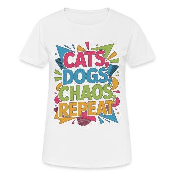 Vet Tech Cats Dogs Chaos Repeat Veterinary Clinic - Women's Breathable T-Shirt - white - Front - AI Model Female 172 dark (172cm)