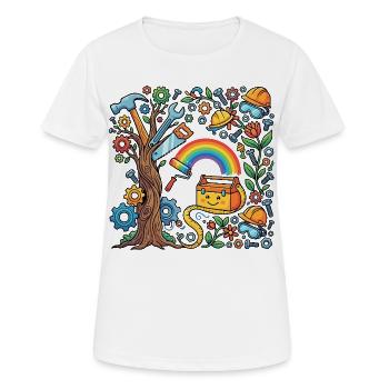 Bunte Werkstatt renovieren Wunderland Kinder Motiv - Frauen T-Shirt atmungsaktiv - Weiß - Vorne - AI Model Female 172 dark (172cm)