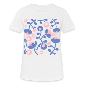 Abstrakte Pfingstrosen L Rose Blau Weiß - Frauen T-Shirt atmungsaktiv - Weiß - Vorne - AI Model Female 172 dark (172cm)