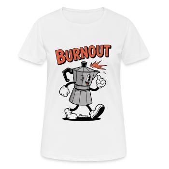 Burnout Moka Kaffeekanne Zeichentrick - Frauen T-Shirt atmungsaktiv - Weiß - Vorne - AI Model Female 172 dark (172cm)