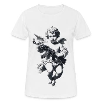 Engel mit Gewehr Silhouette - Frauen T-Shirt atmungsaktiv - Weiß - Vorne - AI Model Female 172 dark (172cm)