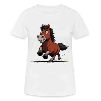 Rennendes Pony Karikatur - Frauen T-Shirt atmungsaktiv - Weiß - Vorne - AI Model Female 172 dark (172cm)