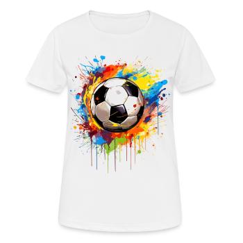 Foot Football Ballon Joueur Supporter Maillot - T-shirt respirant Femme - blanc - Devant - AI Model Female 172 dark (172cm)
