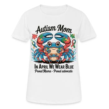 T-shirt Maman Autiste – En avril, nous portons du bleu - T-shirt respirant Femme - blanc - Devant - AI Model Female 172 dark (172cm)