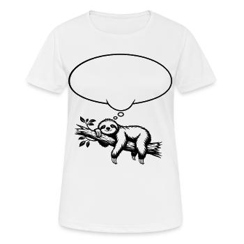 Faultier_chillend_mit_Denkblase - Frauen T-Shirt atmungsaktiv - Weiß - Vorne - AI Model Female 172 dark (172cm)