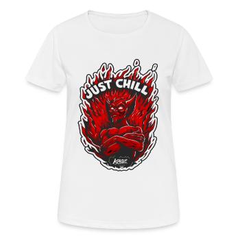 Inferno-Dämon Entspann dich einfach - Frauen T-Shirt atmungsaktiv - Weiß - Vorne - AI Model Female 172 dark (172cm)