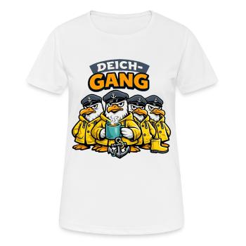 Deich-Gang Möwen Crew mit starkem Küstenhumor - Frauen T-Shirt atmungsaktiv - Weiß - Vorne - AI Model Female 172 dark (172cm)
