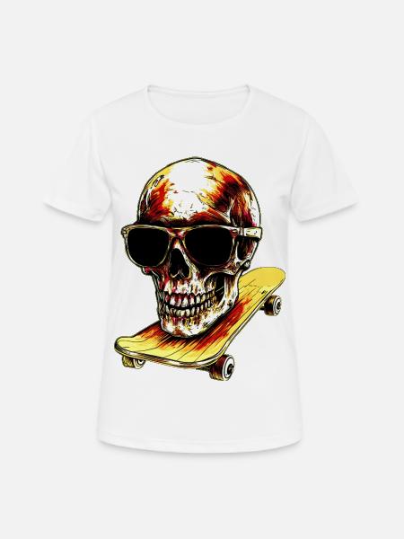 Skull Skateboarder - Women's Breathable T-Shirt - white