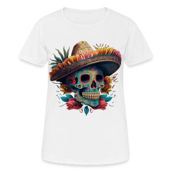 Crâne en sucre vibrant en sombrero - T-shirt respirant Femme - blanc - Devant - AI Model Female 172 dark (172cm)