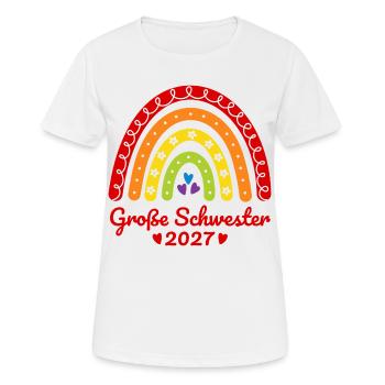 Große Schwester 2027 Boho Regenbogen bunt - Frauen T-Shirt atmungsaktiv - Weiß - Vorne - AI Model Female 172 dark (172cm)