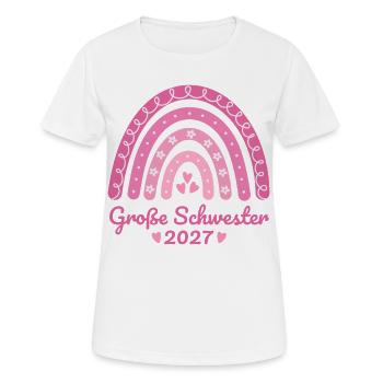Große Schwester 2027 Regenbogen rosa - Frauen T-Shirt atmungsaktiv - Weiß - Vorne - AI Model Female 172 dark (172cm)