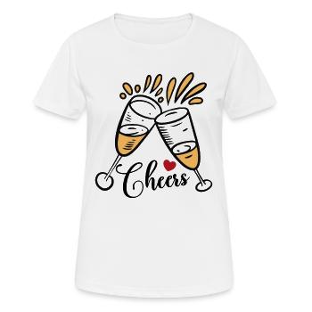 Cheers Sektgläser Anstoßen mit Herz - Frauen T-Shirt atmungsaktiv - Weiß - Vorne - AI Model Female 172 dark (172cm)