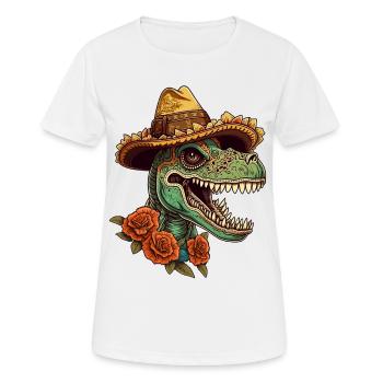 Mexican Sugar Skull Sombrero Trex - Women's Breathable T-Shirt - white - Front - AI Model Female 172 dark (172cm)