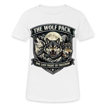 Wolfpack JGA : Emblème de la dernière nuit de la liberté - T-shirt respirant Femme - blanc - Devant - AI Model Female 172 dark (172cm)