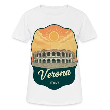 Verona Roman Arena Vintage Reiseabzeichen - Frauen T-Shirt atmungsaktiv - Weiß - Vorne - AI Model Female 172 dark (172cm)