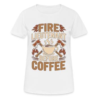 Lieutenant de pompiers avant l’équipe de secours Amateur de café - T-shirt respirant Femme - blanc - Devant - AI Model Female 172 dark (172cm)