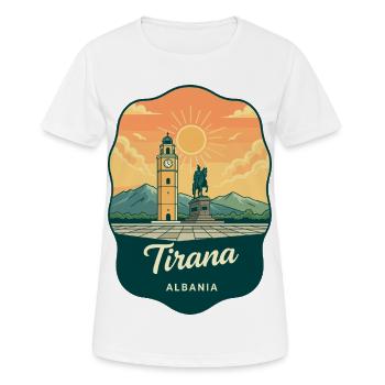 Tirana Skanderbeg Square Vintage Travel Badge - Women's Breathable T-Shirt - white - Front - AI Model Female 172 dark (172cm)