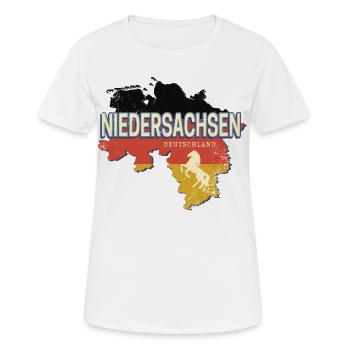 Niedersachsen Deutschland Bundesland Landkarte - Frauen T-Shirt atmungsaktiv - Weiß - Vorne - AI Model Female 172 dark (172cm)