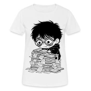 Sticker Burnout Étudiant Livres Noir et Blanc - T-shirt respirant Femme - blanc - Devant - AI Model Female 172 dark (172cm)