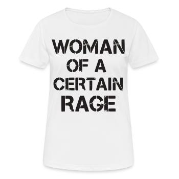 Woman of a Certain Rage Schablonen Schrift Motiv - Frauen T-Shirt atmungsaktiv - Weiß - Vorne - AI Model Female 172 dark (172cm)