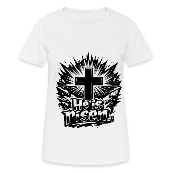 He is risen - Frauen T-Shirt atmungsaktiv - Weiß - Vorne - AI Model Female 172 dark (172cm)