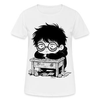 Étudiant Burnout Bureau Regard Vide - T-shirt respirant Femme - blanc - Devant - AI Model Female 172 dark (172cm)