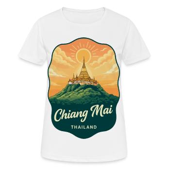 Chiang Mai Doi Suthep Retro-Reiseabzeichen - Frauen T-Shirt atmungsaktiv - Weiß - Vorne - AI Model Female 172 dark (172cm)
