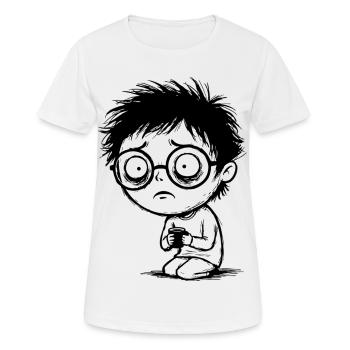 Student Coffee Fatigue Blank Gaze Manga - Frauen T-Shirt atmungsaktiv - Weiß - Vorne - AI Model Female 172 dark (172cm)