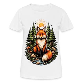 Renard dans la forêt au soleil levant - T-shirt respirant Femme - blanc - Devant - AI Model Female 172 dark (172cm)