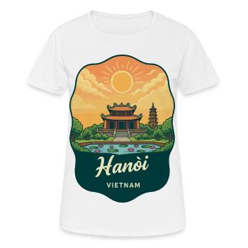 Badge de voyage Hanoï Vietnam Vintage Sunset - T-shirt respirant Femme - blanc - Devant - AI Model Female 172 dark (172cm)