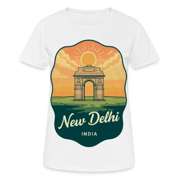 Badge de voyage rétro Sunset Gate de New Delhi India Gate - T-shirt respirant Femme - blanc - Devant - AI Model Female 172 dark (172cm)