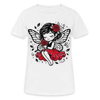 Fée aux ailes de rose en robe rouge - T-shirt respirant Femme - blanc - Devant - AI Model Female 172 dark (172cm)