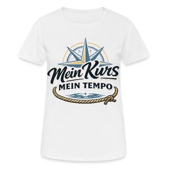 Mein Kurs mein Tempo maritimes Kompass Motiv - Frauen T-Shirt atmungsaktiv - Weiß - Vorne - AI Model Female 172 dark (172cm)