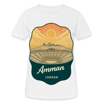 Amman Jordan Roman Theatre Retro Sunset Badge - Women's Breathable T-Shirt - white - Front - AI Model Female 172 dark (172cm)