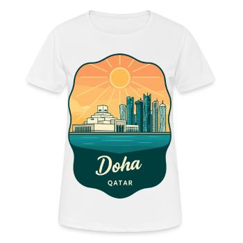 Doha Qatar Vintage Sunset Reiseabzeichen - Frauen T-Shirt atmungsaktiv - Weiß - Vorne - AI Model Female 172 dark (172cm)