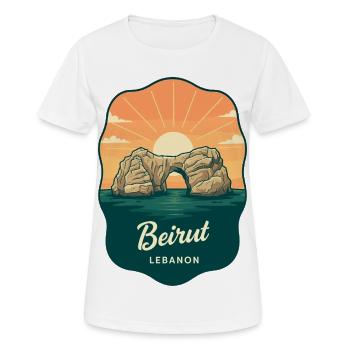 Beirut Raouche Rocks Retro Sunset Travel Badge - Women's Breathable T-Shirt - white - Front - AI Model Female 172 dark (172cm)