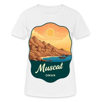 Badge de voyage vintage Sunset de Mascate Oman - T-shirt respirant Femme - blanc - Devant - AI Model Female 172 dark (172cm)